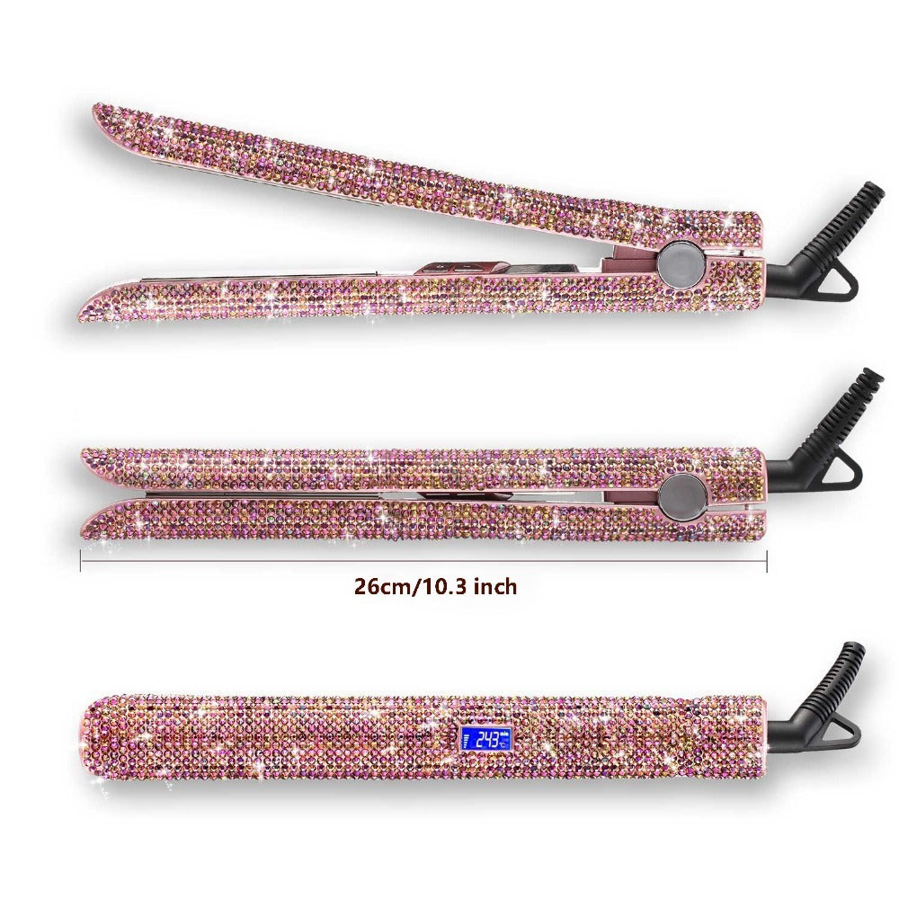 Professional Titanium Glitter Hair Straightener – Diamond Crystal Flat Iron