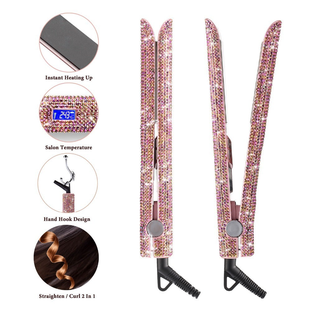 Professional Titanium Glitter Hair Straightener – Diamond Crystal Flat Iron