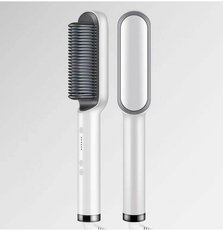 Dual-Purpose Hair Straightener & Curling Brush – Negative Ion Hot Comb