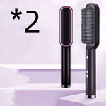 Dual-Purpose Hair Straightener & Curling Brush – Negative Ion Hot Comb