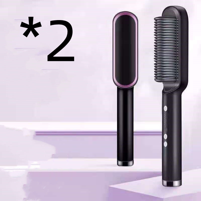 Dual-Purpose Hair Straightener & Curling Brush – Negative Ion Hot Comb