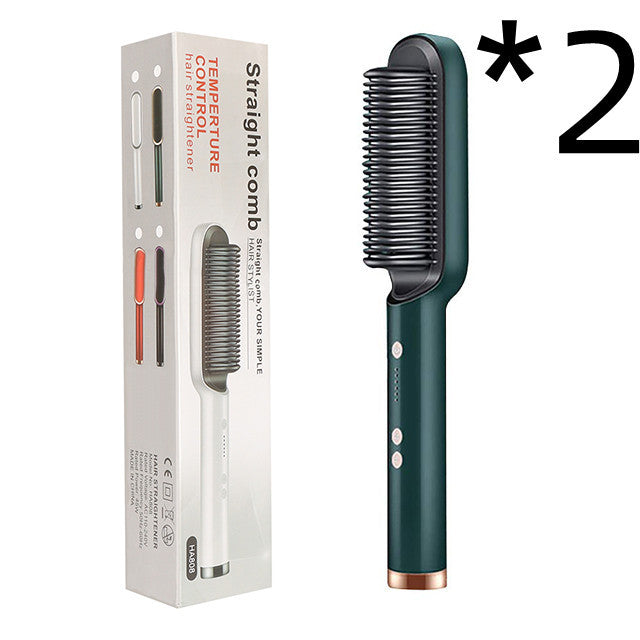 Dual-Purpose Hair Straightener & Curling Brush – Negative Ion Hot Comb