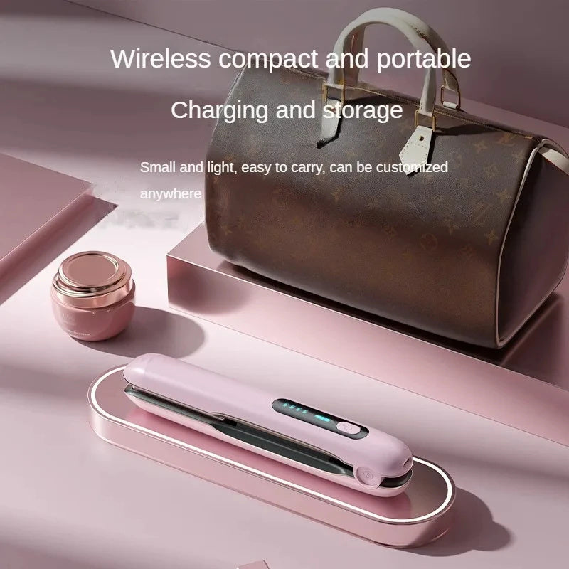 Portable Wireless Hair Straightener – 2-in-1 USB Curler