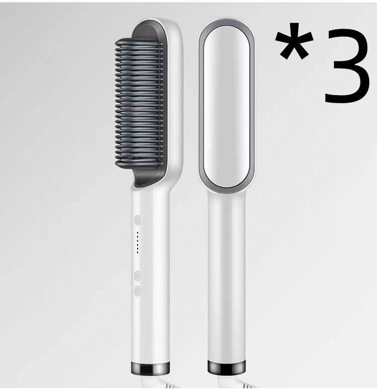 Dual-Purpose Hair Straightener & Curling Brush – Negative Ion Hot Comb