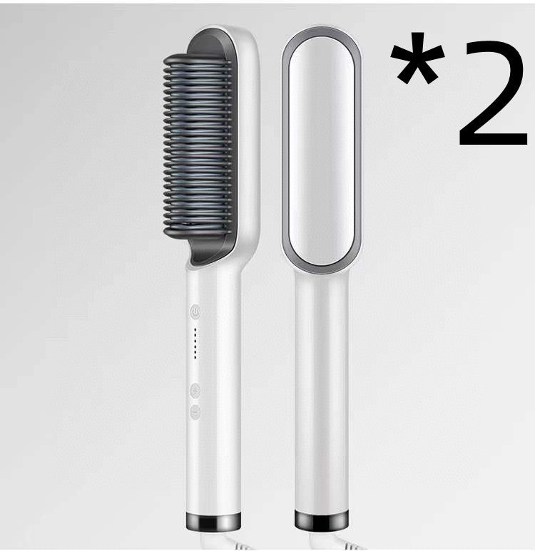 Dual-Purpose Hair Straightener & Curling Brush – Negative Ion Hot Comb