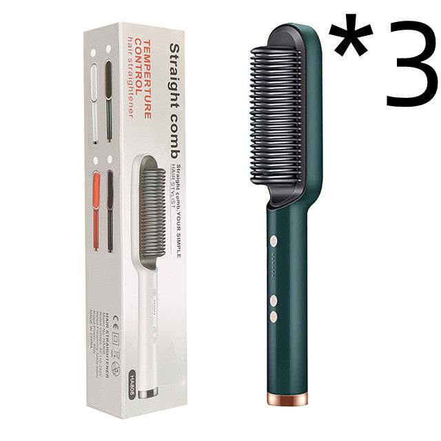 Dual-Purpose Hair Straightener & Curling Brush – Negative Ion Hot Comb
