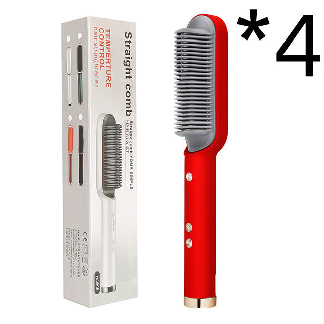 Dual-Purpose Hair Straightener & Curling Brush – Negative Ion Hot Comb