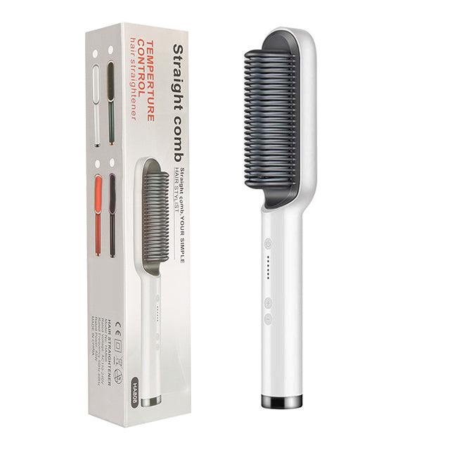 Dual-Purpose Hair Straightener & Curling Brush – Negative Ion Hot Comb