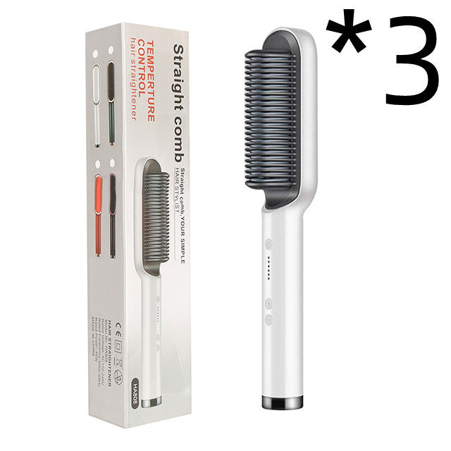 Dual-Purpose Hair Straightener & Curling Brush – Negative Ion Hot Comb