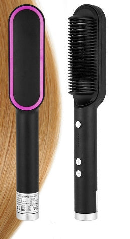 Dual-Purpose Hair Straightener & Curling Brush – Negative Ion Hot Comb