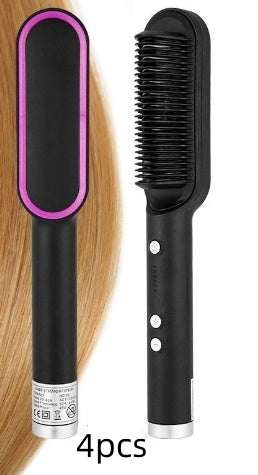 Dual-Purpose Hair Straightener & Curling Brush – Negative Ion Hot Comb