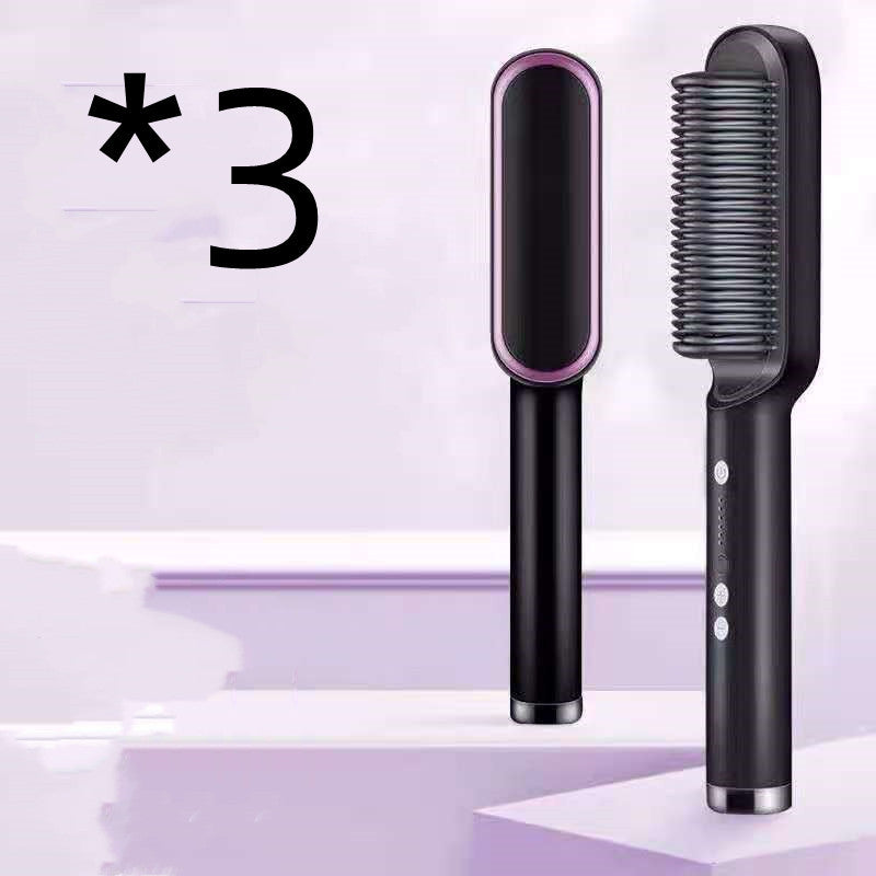 Dual-Purpose Hair Straightener & Curling Brush – Negative Ion Hot Comb