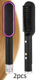 Dual-Purpose Hair Straightener & Curling Brush – Negative Ion Hot Comb
