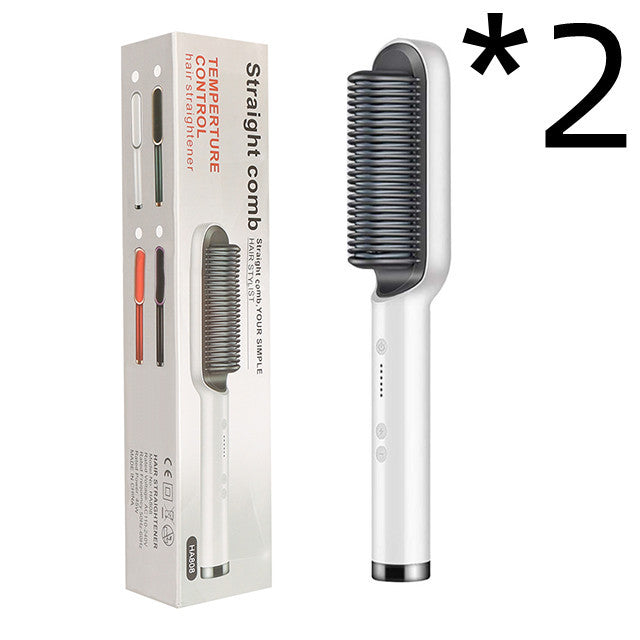 Dual-Purpose Hair Straightener & Curling Brush – Negative Ion Hot Comb